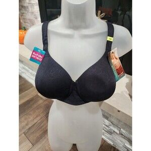 Vanity Fair Body Shine Full Coverage Wirefree T-Shirt Bra Soft 72298 Black 42B